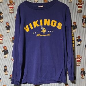 Vintage 2000s Minnesota Vikings Long Sleeve Shirt Spellout On Sleeve Large